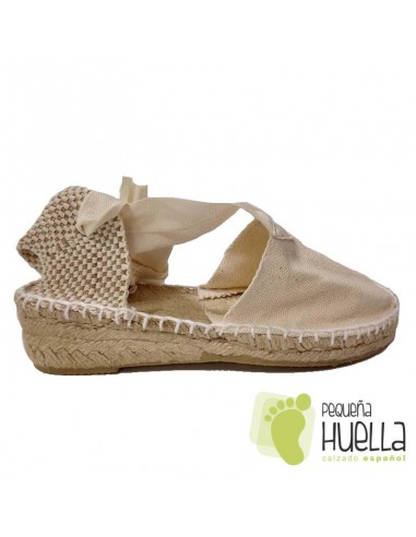 Alpargatas valencianas beige para chicas con cintas