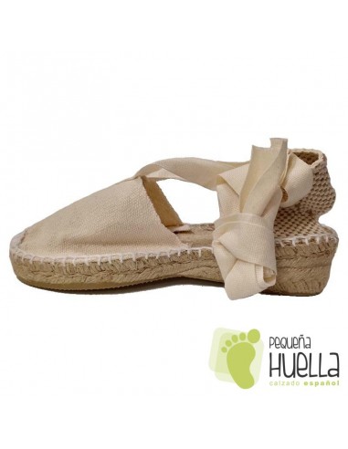 Alpargata valencianas beige claro para chicas con cintas