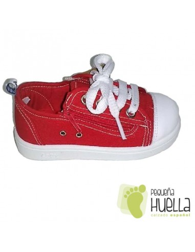 Zapatillas Lona Rojas para Niños y Niñas Con Cordones y Cremallera Zapy