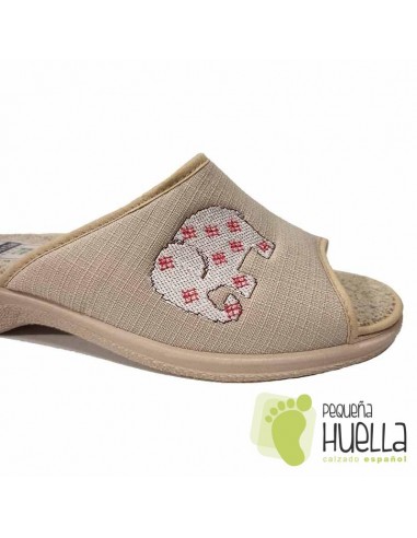 Zapatillas mujer para casa de verano beige  / PERCLA