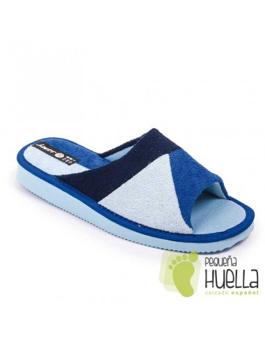 Zapatillas abiertas toalla azules verano mujer Javer