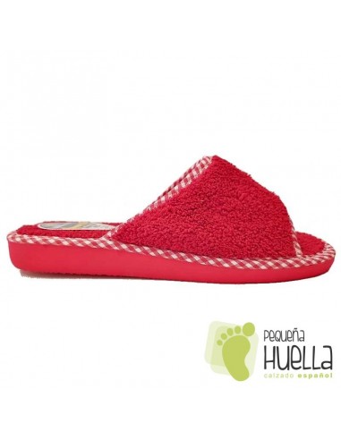 Zapatillas de rizo toalla rojas mujer de verano Berevëre v1235