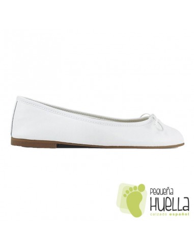 Bailarinas o manoletinas piel lisa blancas Mujer