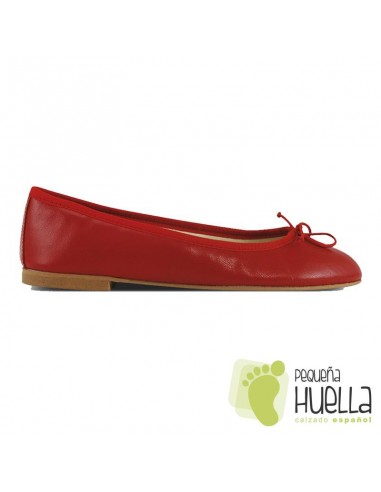 Bailarina o manoletina piel roja lisa Mujer