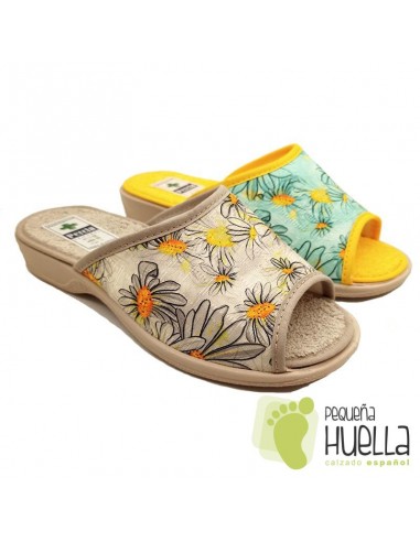 Zapatillas casa con flores de mujer / PERCLA