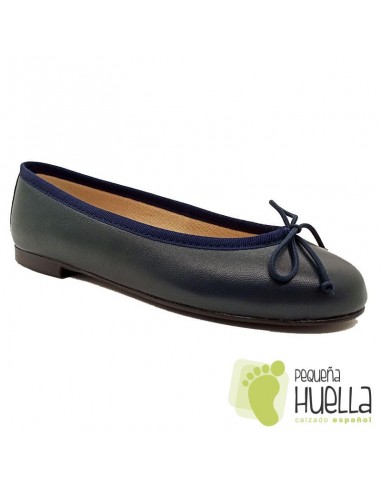 Bailarinas o manoletinas azules de piel para Mujer