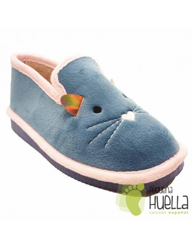 Babuchas azules de chica con gatito Javer 32-241