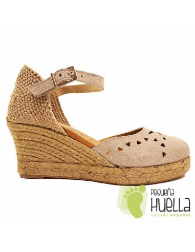 comprar Alpargatas doradas de piel con cuña TORRES 4015 online