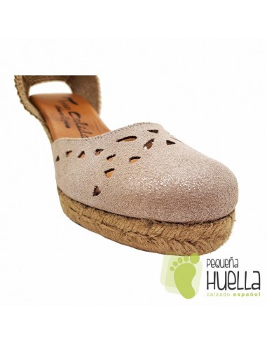 comprar Alpargatas doradas de piel con cuña TORRES 4015 online