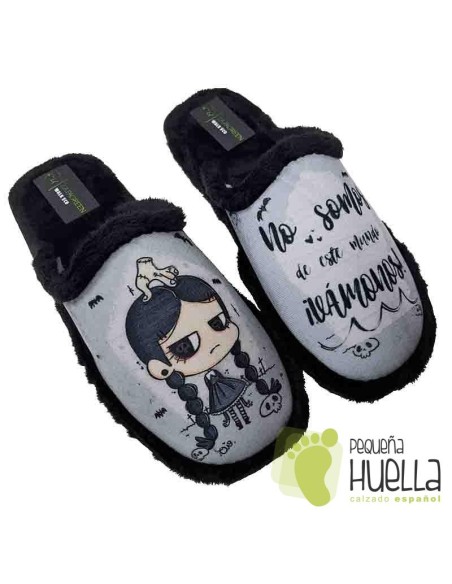 comprar Zapatillas de casa negras Miercoles familia Adams para chica Invierno ZAPAGREEN