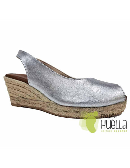 comprar Alpargatas de piel metalizada con cuña TORRES 5018