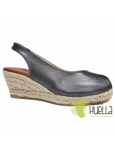 comprar Alpargatas de piel metalizada con cuña TORRES 5018