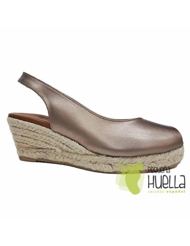 comprar Alpargatas de piel metalizada con cuña TORRES 5018