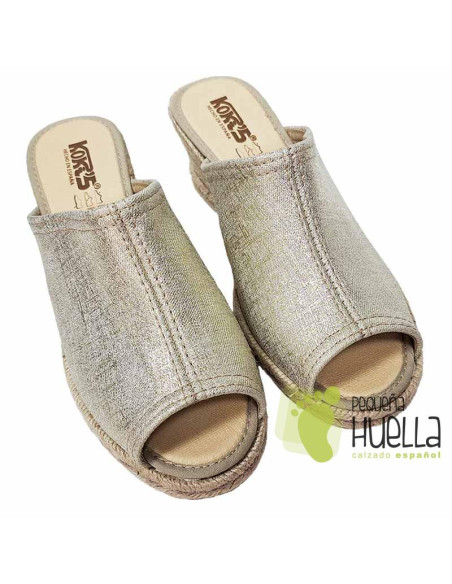 comprar Alpargatas con cuña doradas mujer Kokis 55648 online