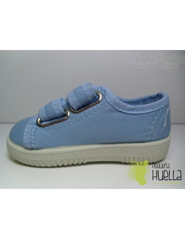 Zapatillas Lona Dos Velcros Azules Celeste