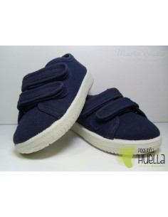 Zapatillas Lona Dos Velcros Azules Marino