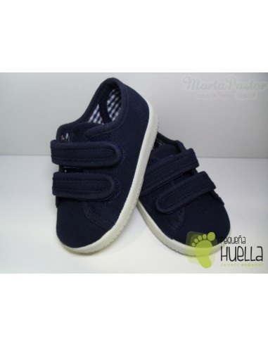 Zapatillas Lona Dos Velcros Azules Marino