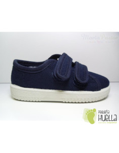 Zapatillas Lona Dos Velcros Azules Marino 2