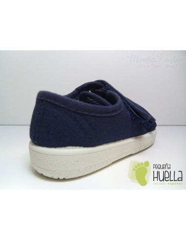 Zapatillas Lona Dos Velcros Azules Marino