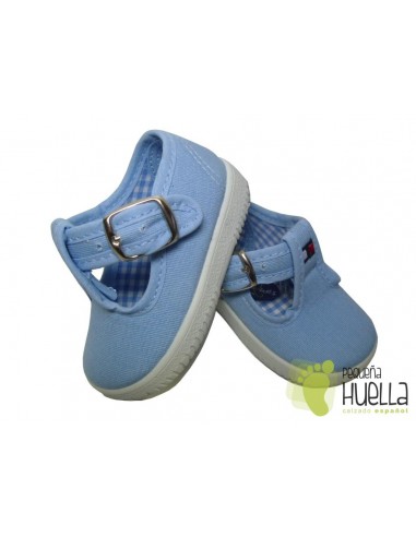 Pepitos Lona Azules Celeste Con Hebilla
