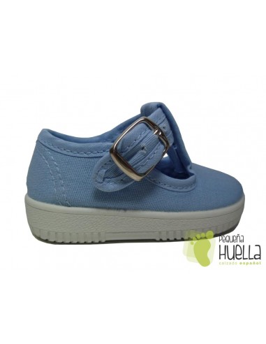 Pepitos Lona Azules Celeste Con Hebilla