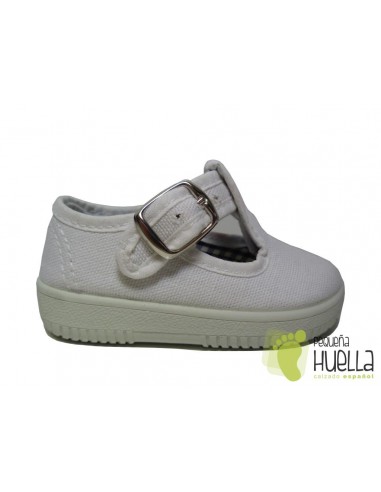 Pepitos Lona Blancos Con Hebilla