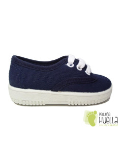 Zapatillas  Con Cordones Tipo Victoria, Azules Marino 2