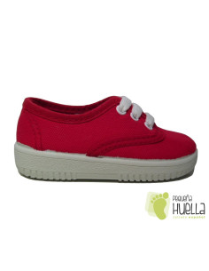 Zapatillas  Con Cordones Tipo Victoria, Rojas 2