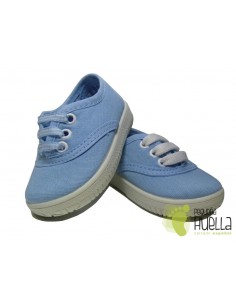 Zapatillas  Con Cordones Tipo Victoria, Azules Celeste