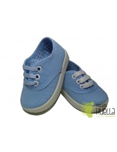 Zapatillas  Con Cordones Tipo Victoria, Azules Celeste 2