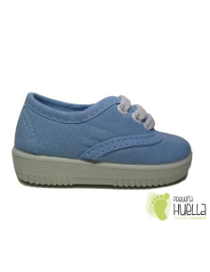 Zapatillas  Con Cordones Tipo Victoria, Azules Celeste 2