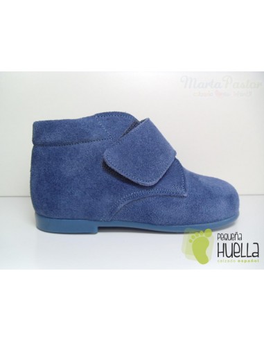 Botita Serraje Velcro Azul Azafata 