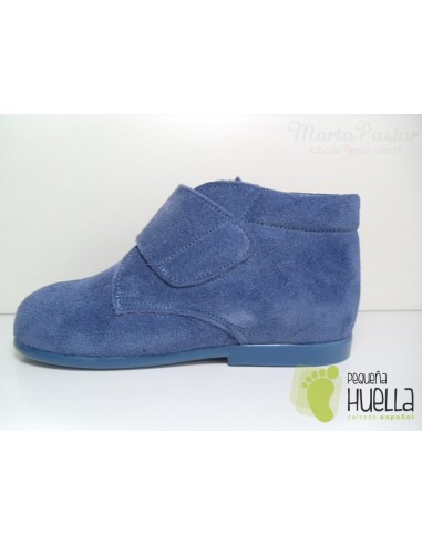 Botita Serraje Velcro Azul Azafata 