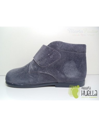 Botita Serraje Velcro Gris