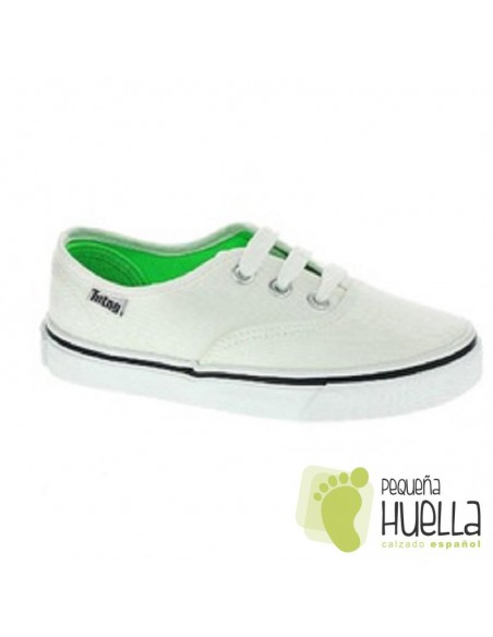 Zapatillas Lona con Cordones, Blanco