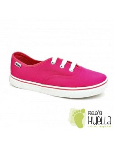 Zapatillas Lona con Cordones, Fucsia
