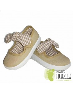 Merceditas Lona Beige Con Lazo Desmontable 2