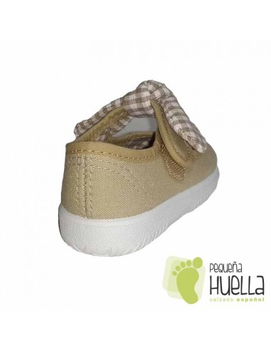 Merceditas Lona Beige Con Lazo Desmontable
