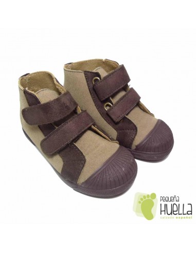 Botas dos Velcros Camel-Marrón