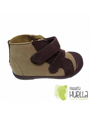 Botas dos Velcros Camel-Marrón