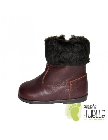 Botita piel con cremallera Marrón