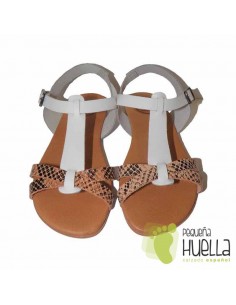 Sandalia Blanca y serpiente con Hebilla