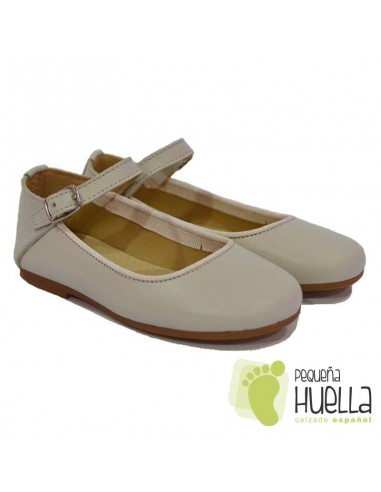 Zapatos Merceditas para Niñas en Piel porcelana blanco roto con Pulsera y Hebilla Moda Shoes en Las Rozas