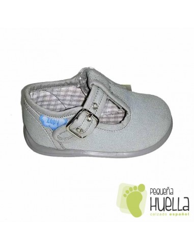 Pepitos Sandalias zapatos de Lona grises Zapy con hebilla bebes, niños y niñas baratas en las rozas