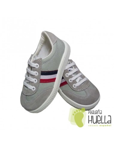 Zapatillas Deportivas tenis Niños niñas Bandera lona gris perla Titanitos con cordones. en Las Rozas