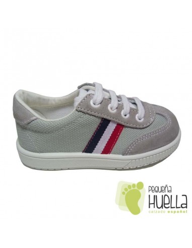 Zapatillas Deportivas tenis Niños niñas Bandera lona gris perla Titanitos con cordones. en Las Rozas