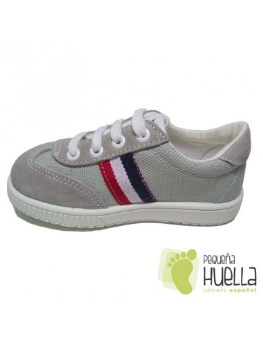 Zapatillas Deportivas tenis Niños niñas Bandera lona gris perla Titanitos con cordones. en Las Rozas