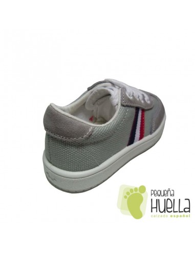Zapatillas Deportivas tenis Niños niñas Bandera lona gris perla Titanitos con cordones. en Las Rozas