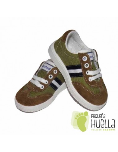 Zapatillas Deportivas tenis Niños niñas Bandera lona verde caqui kaki Titanitos con cordones. en Las Rozas