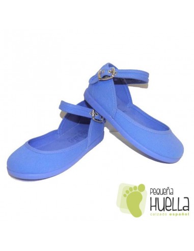 Merceditas Niña Lona piqué azulón Tokolate Tobillera